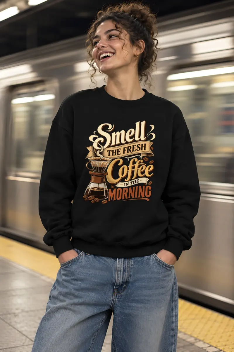 "Fresh Coffee Morning" Heavy Blend Unisex Crewneck Sweatshirt