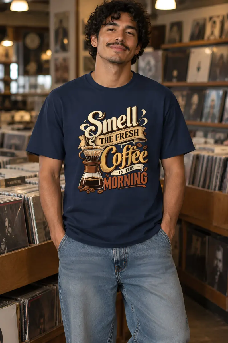 "Fresh Coffee Morning" Heavyweight Unisex Crewneck T-shirt