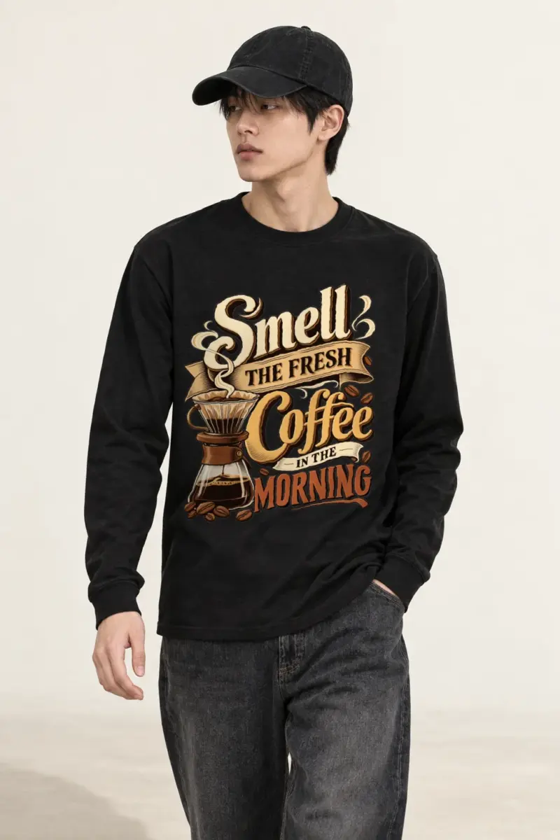 "Fresh Coffee Morning" Unisex Longsleeve T-shirt | Gildan 2400