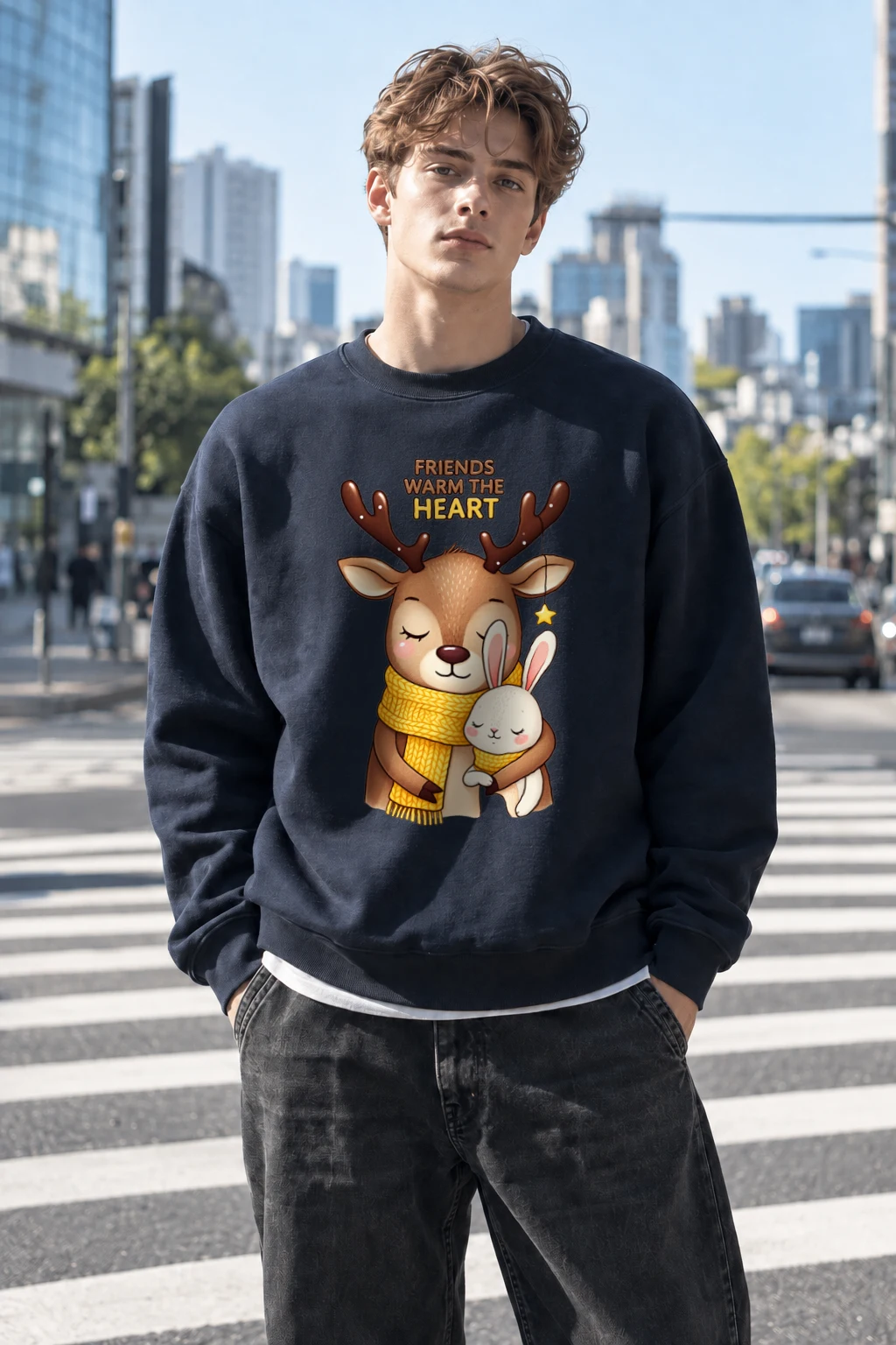 "Friends Warm The Heart" Heavy Blend Unisex Crewneck Sweatshirt | Gildan 18000