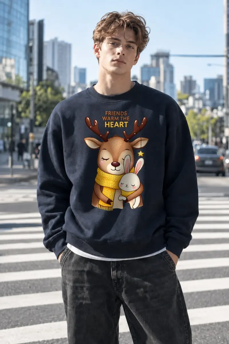 "Friends Warm The Heart" Heavy Blend Unisex Crewneck Sweatshirt | Gildan 18000