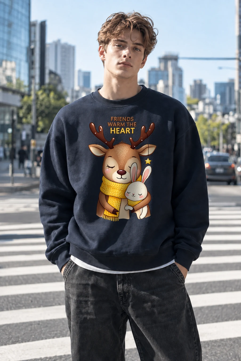 "Friends Warm The Heart" Heavy Blend Unisex Crewneck Sweatshirt | Gildan 18000