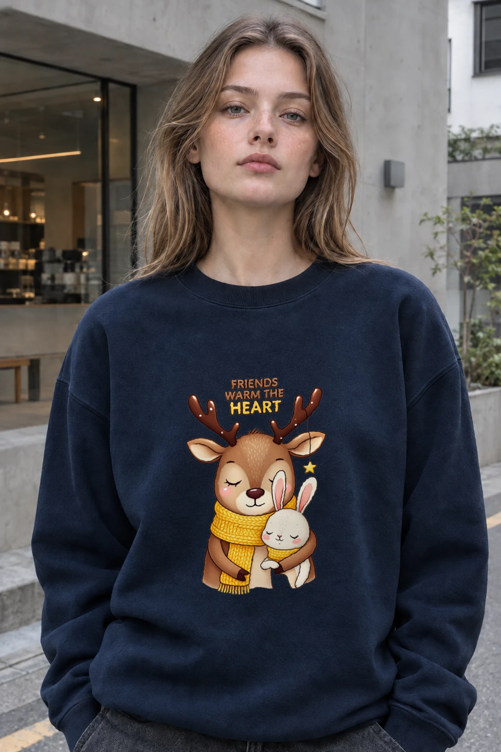 "Friends Warm The Heart" Heavy Blend Unisex Crewneck Sweatshirt | Gildan 18000