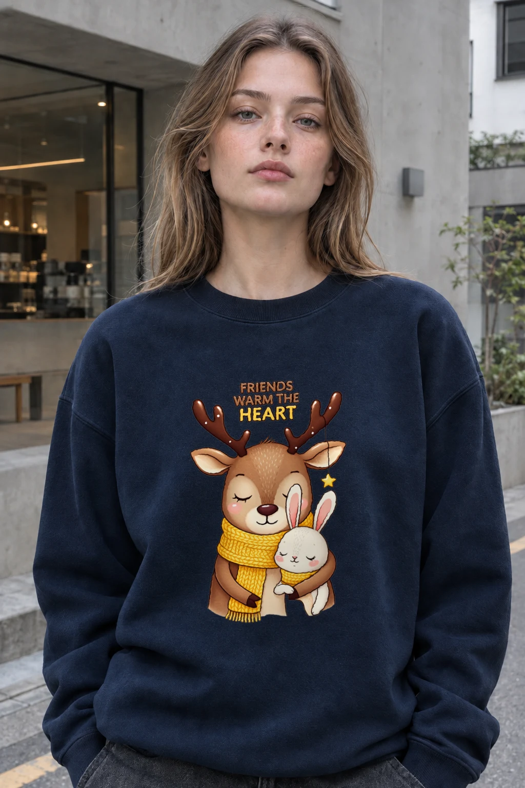 "Friends Warm The Heart" Heavy Blend Unisex Crewneck Sweatshirt | Gildan 18000