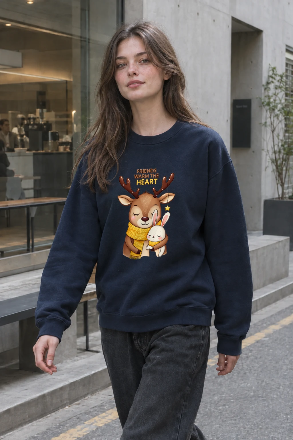 "Friends Warm The Heart" Heavy Blend Unisex Crewneck Sweatshirt | Gildan 18000