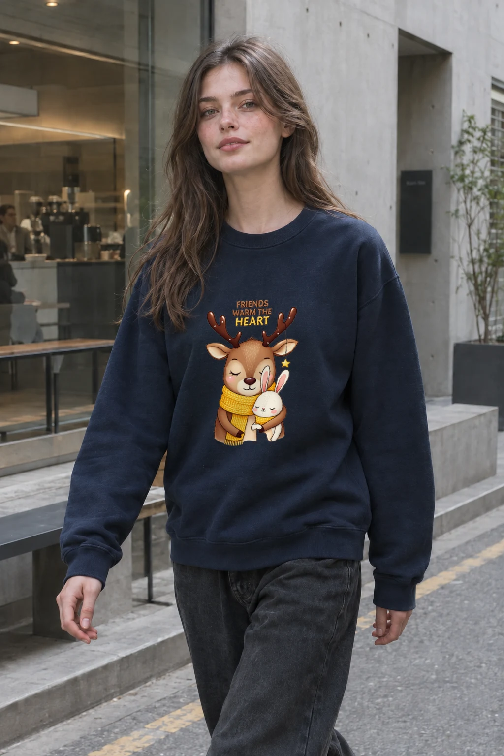 "Friends Warm The Heart" Heavy Blend Unisex Crewneck Sweatshirt | Gildan 18000