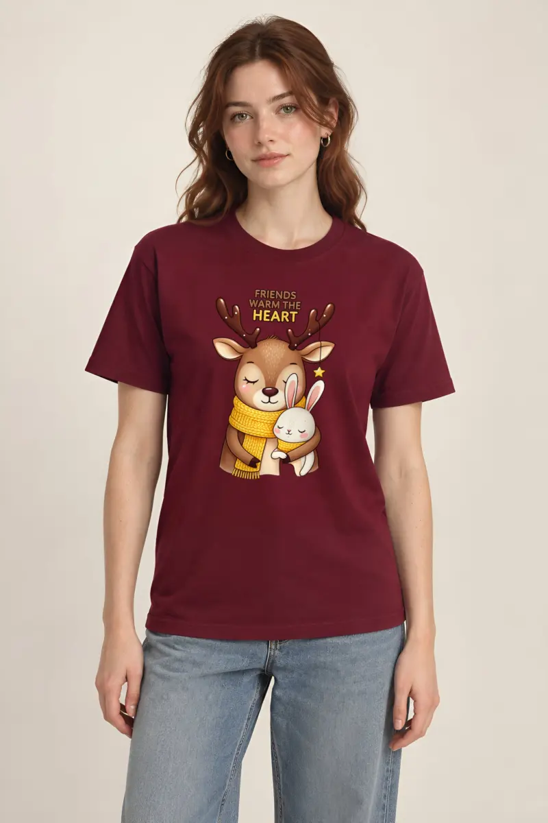 "Friends Warm The Heart" Heavyweight Unisex Crewneck T-shirt