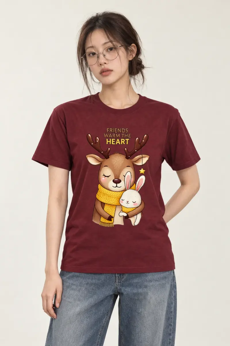 "Friends Warm The Heart" Heavyweight Unisex Crewneck T-shirt | Gildan 5000