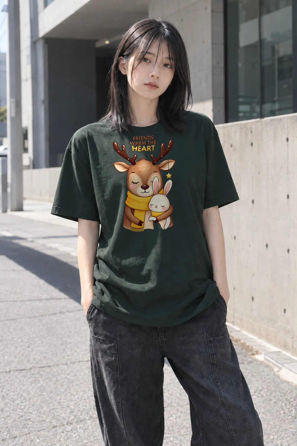 "Friends Warm The Heart" Heavyweight Unisex Crewneck T-shirt | Gildan 5000