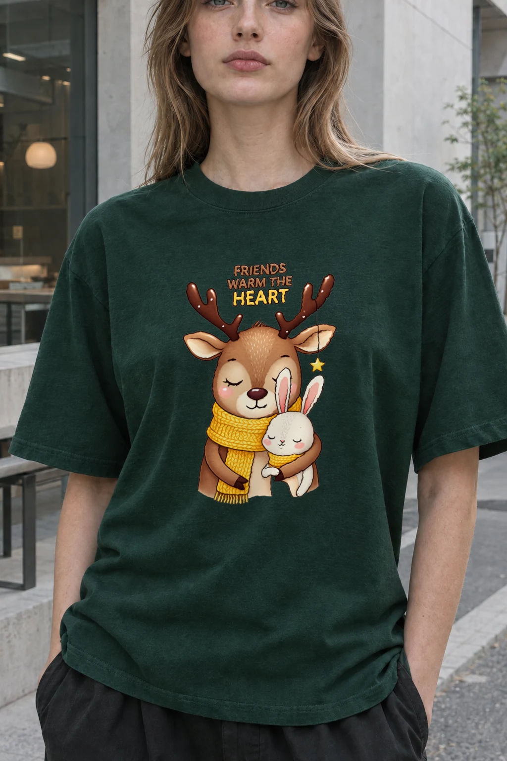 "Friends Warm The Heart" Heavyweight Unisex Crewneck T-shirt | Gildan 5000