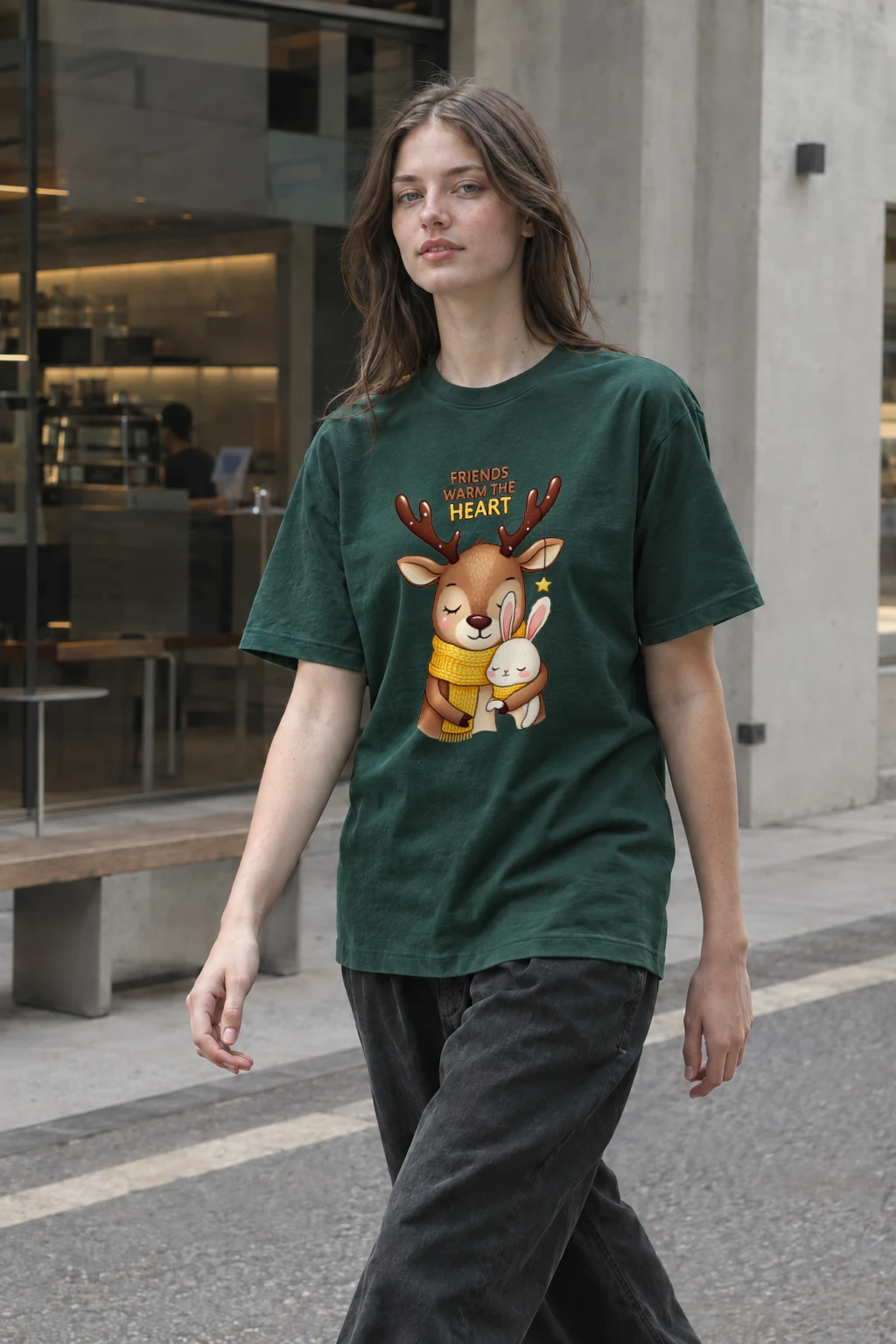 "Friends Warm The Heart" Heavyweight Unisex Crewneck T-shirt | Gildan 5000