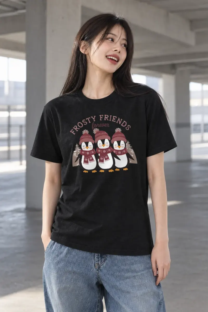 "Frosty Friends Forever" Heavyweight Unisex Crewneck T-shirt