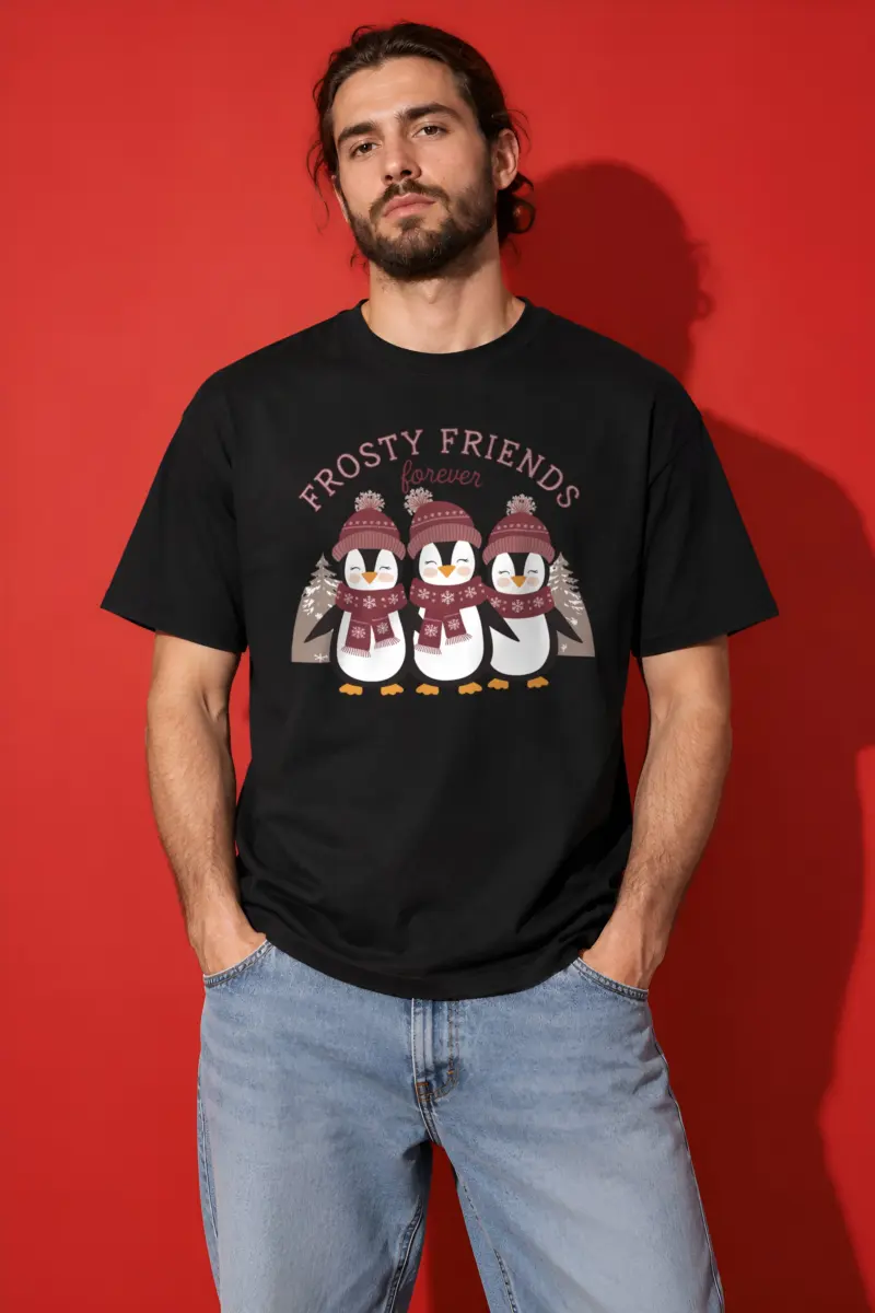 "Frosty Friends Forever" Heavyweight Unisex Crewneck T-shirt