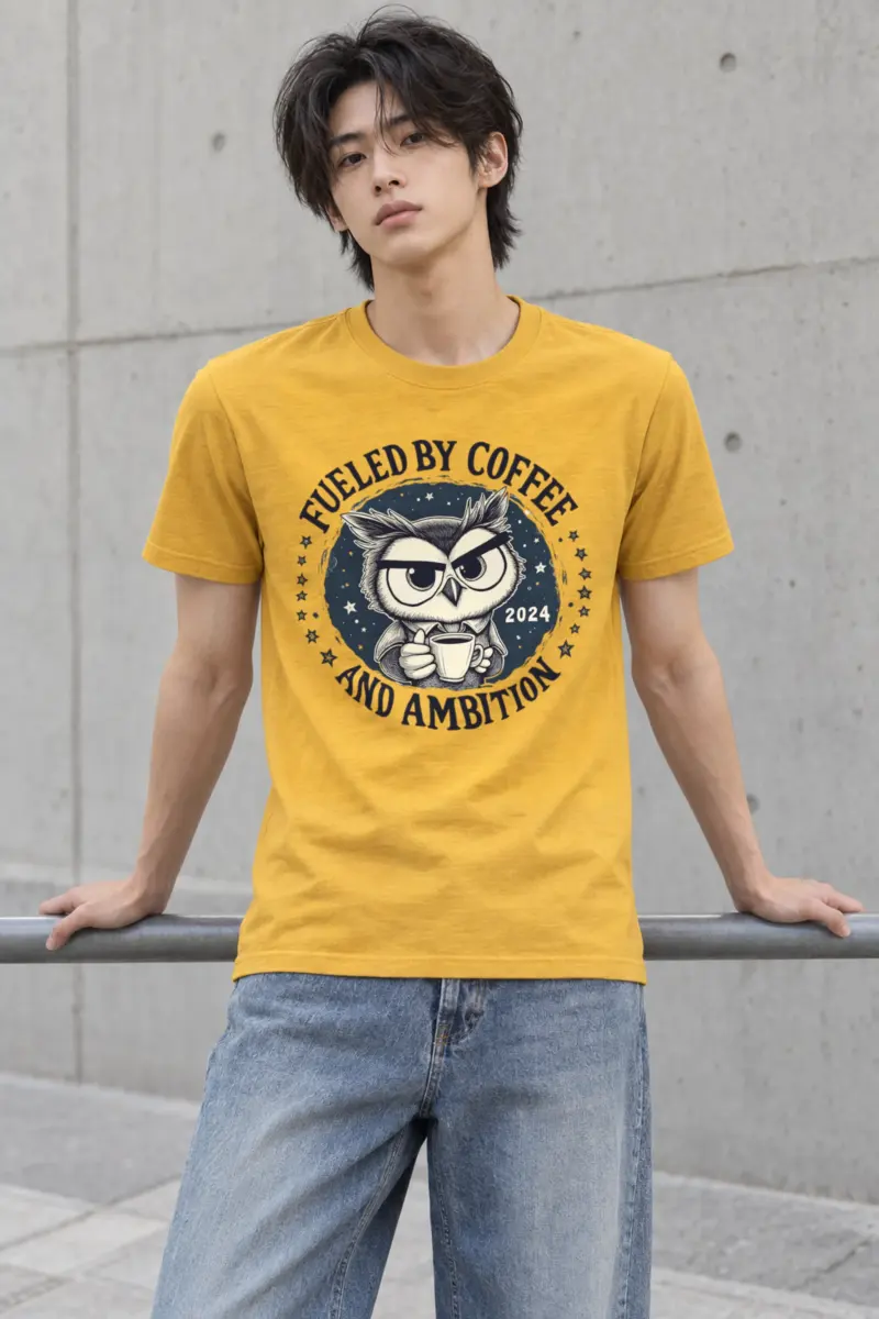 "Fueled By Coffee And Ambition" Heavyweight Unisex Crewneck T-shirt