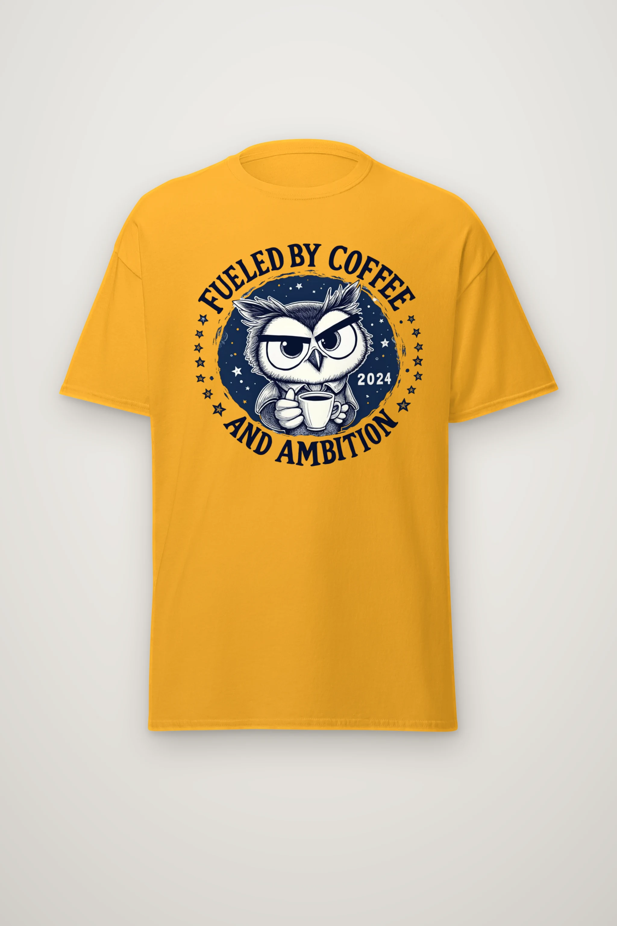 "Fueled By Coffee And Ambition" Heavyweight Unisex Crewneck T-shirt