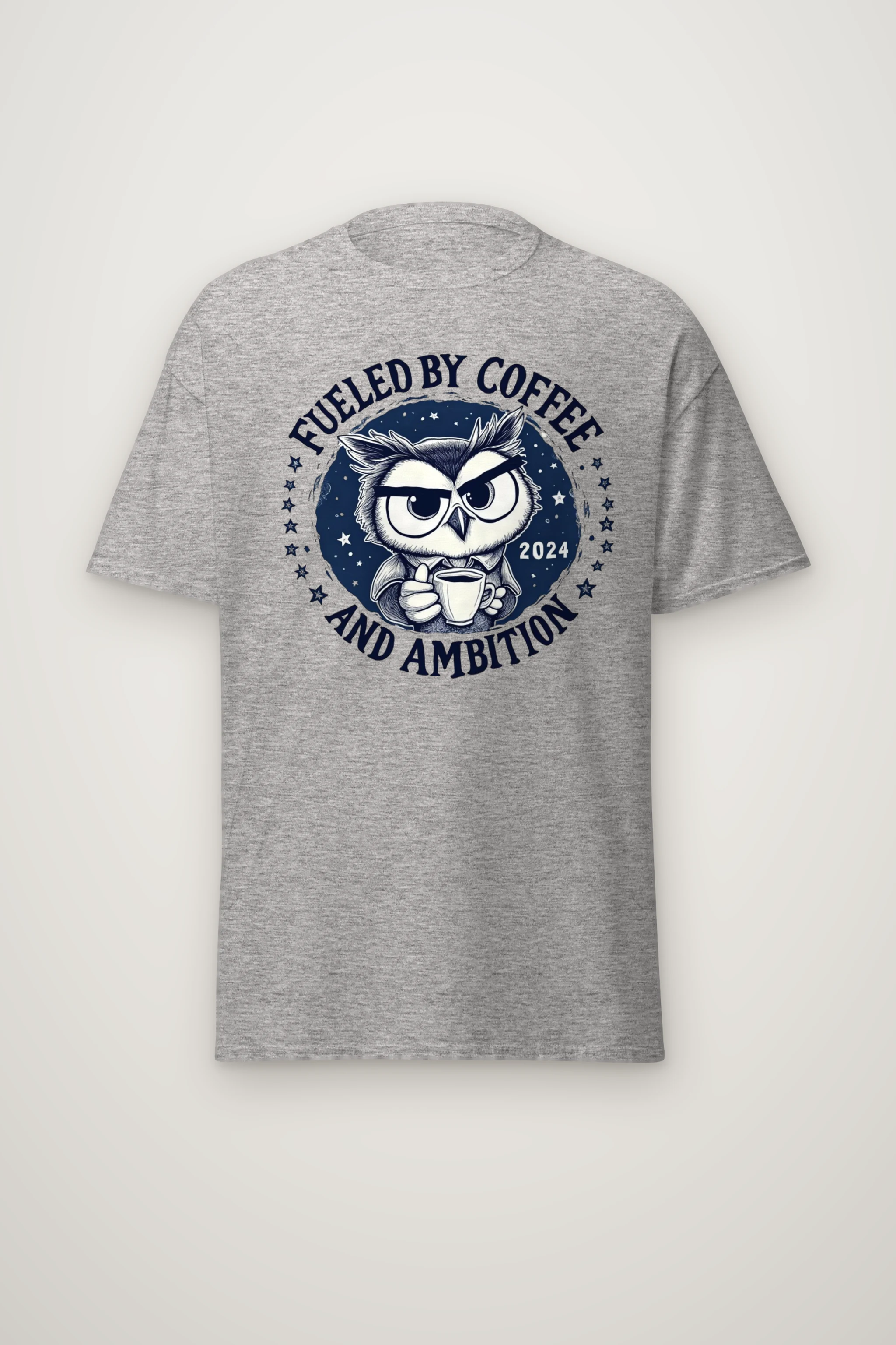 "Fueled By Coffee And Ambition" Heavyweight Unisex Crewneck T-shirt