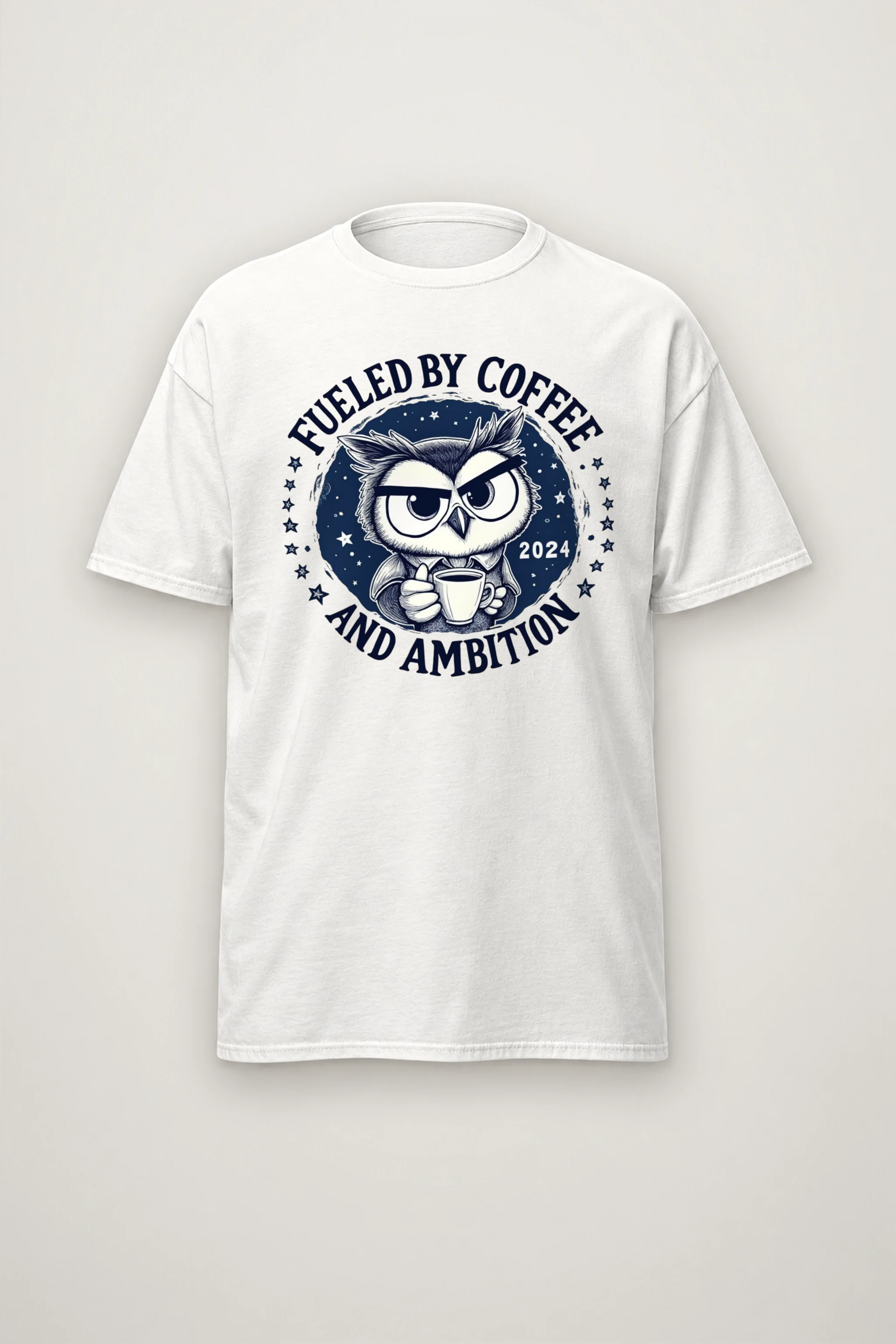 "Fueled By Coffee And Ambition" Heavyweight Unisex Crewneck T-shirt