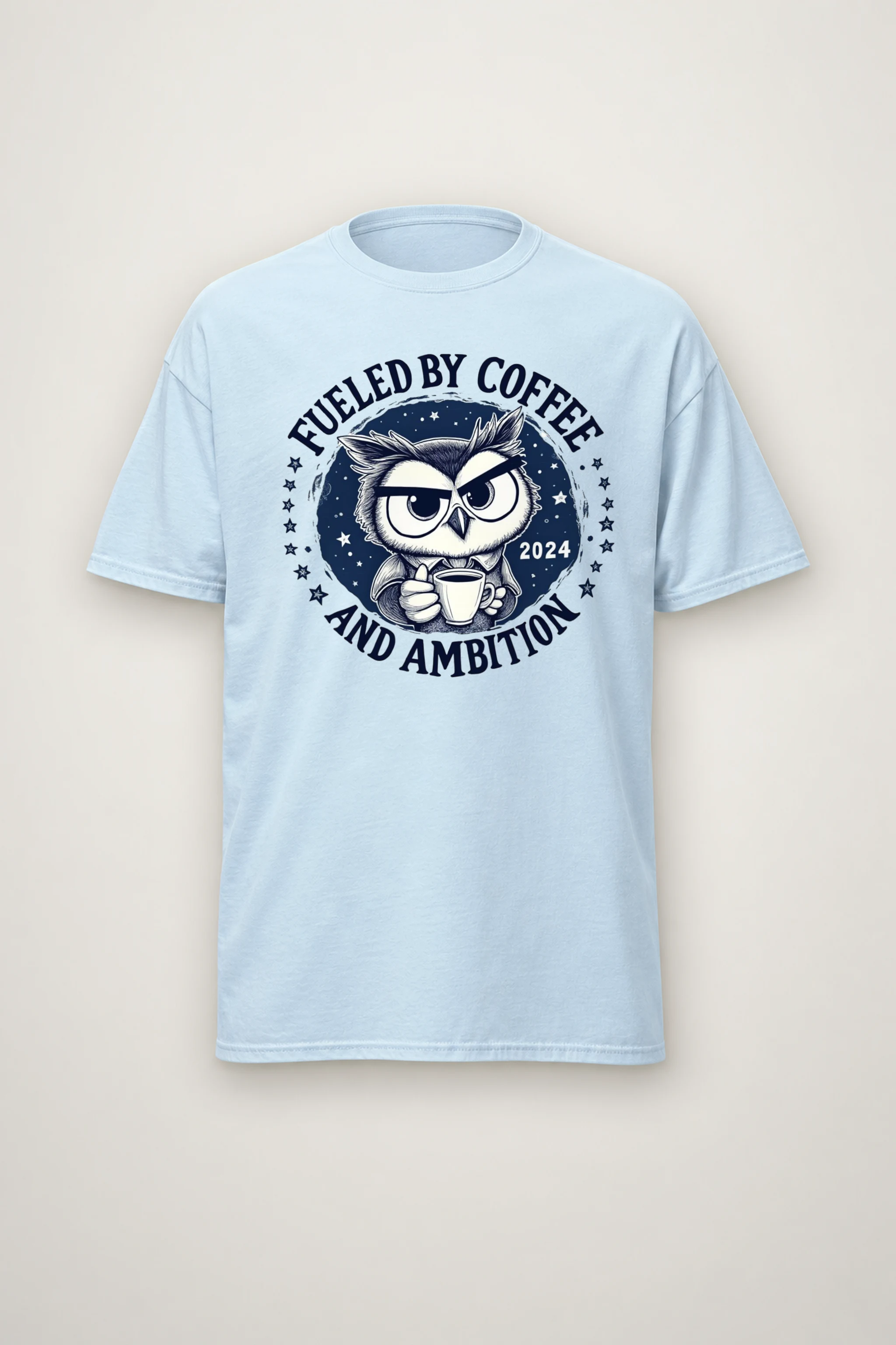 "Fueled By Coffee And Ambition" Heavyweight Unisex Crewneck T-shirt
