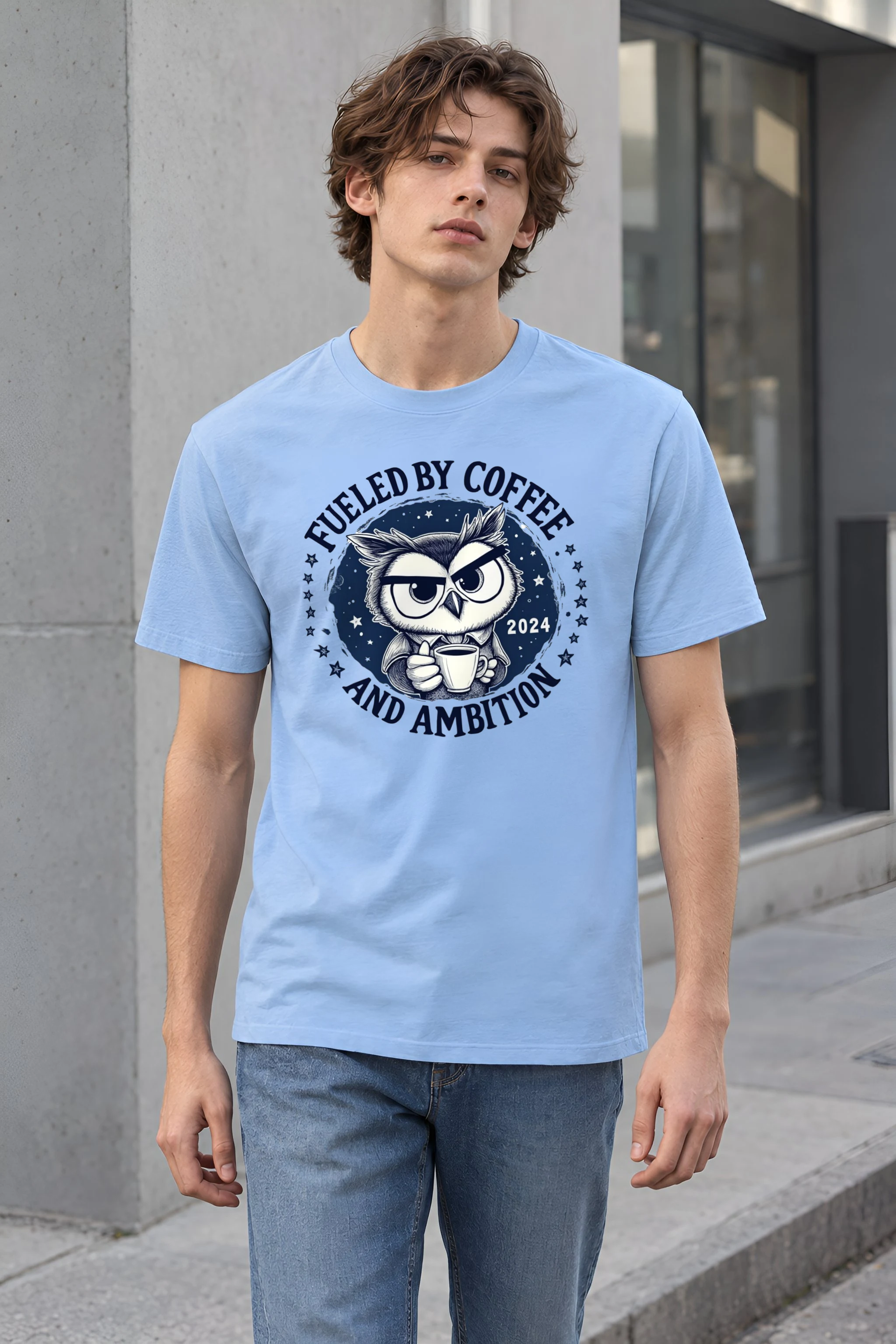 "Fueled By Coffee And Ambition" Heavyweight Unisex Crewneck T-shirt