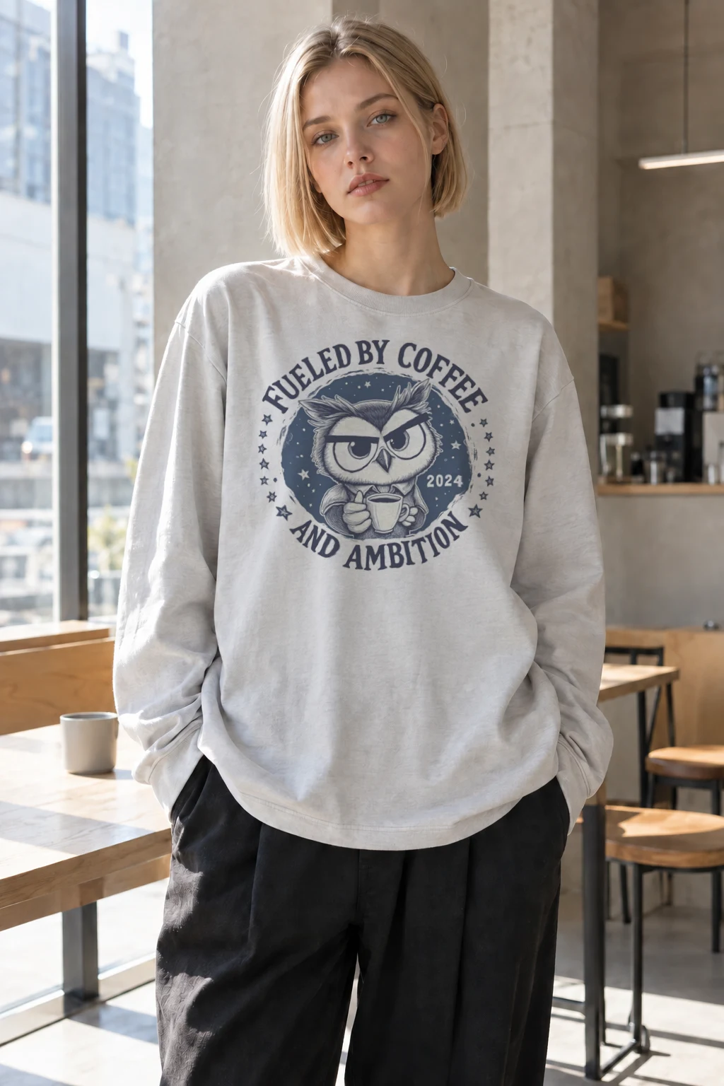 "Fueled By Coffee" Unisex Longsleeve T-shirt | Gildan 2400