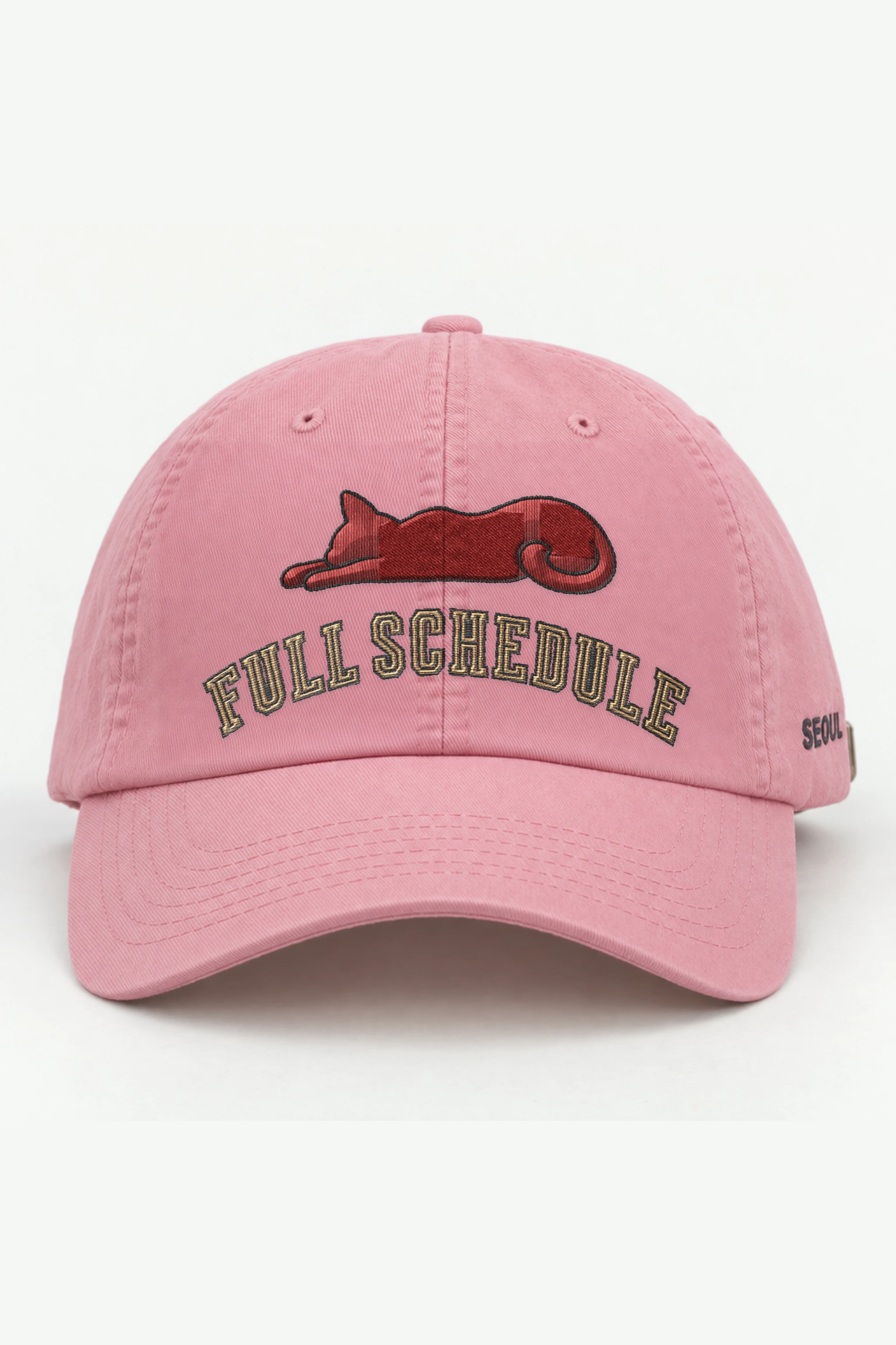 "Full Schedule Cat" Classic Dad Hat · Embroidered — pink/cap-front