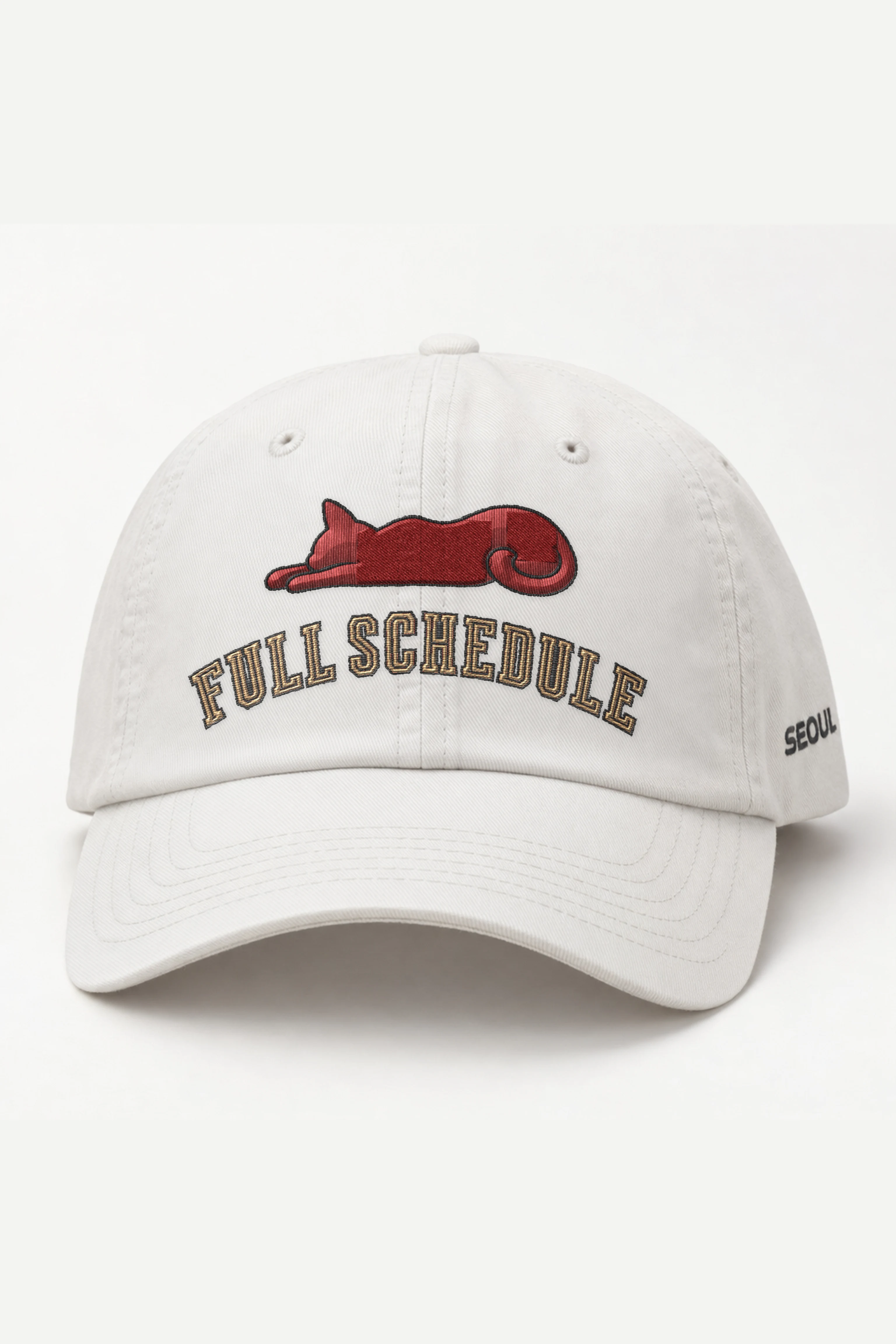 "Full Schedule Cat" Classic Dad Hat · Embroidered — white/cap-front