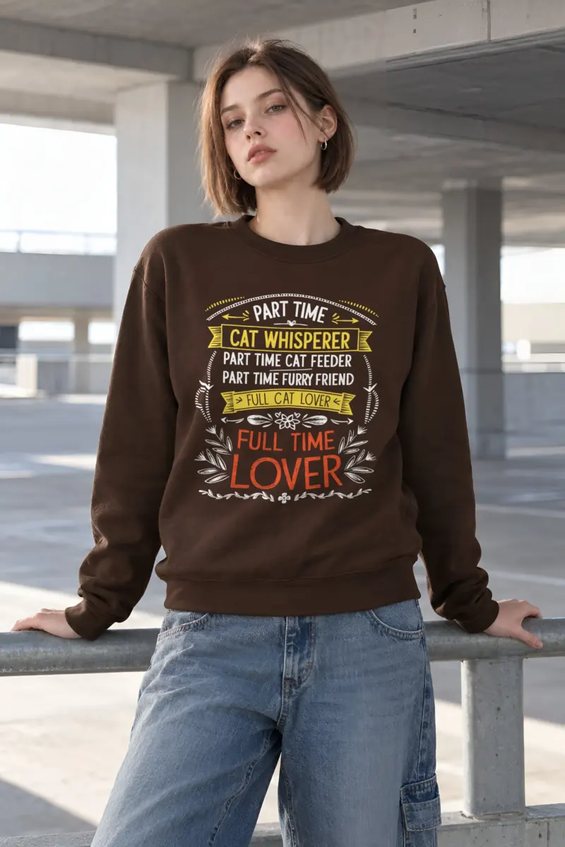 "Full Time Cat Lover" Heavy Blend Unisex Crewneck Sweatshirt