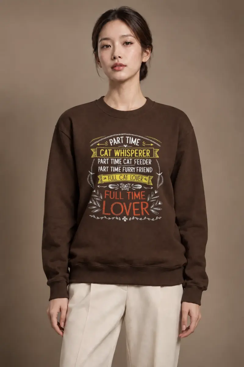 "Full Time Cat Lover" Heavy Blend Unisex Crewneck Sweatshirt | Gildan 18000