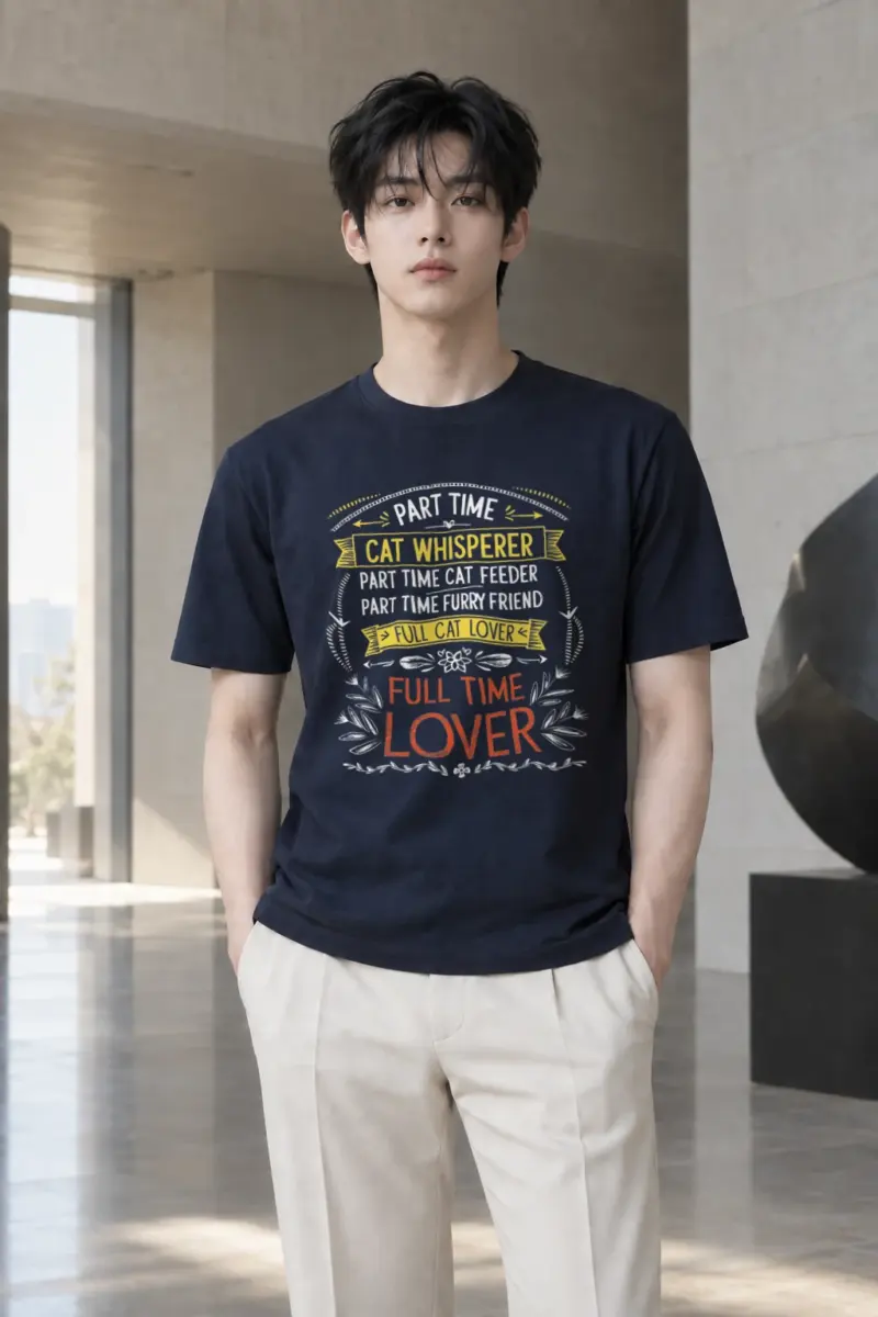 "Full Time Cat Lover" Heavyweight Unisex Crewneck T-shirt | Gildan 5000