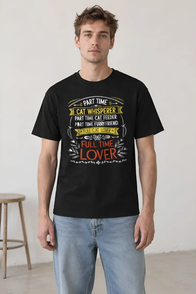 "Full Time Cat Lover" Heavyweight Unisex Crewneck T-shirt