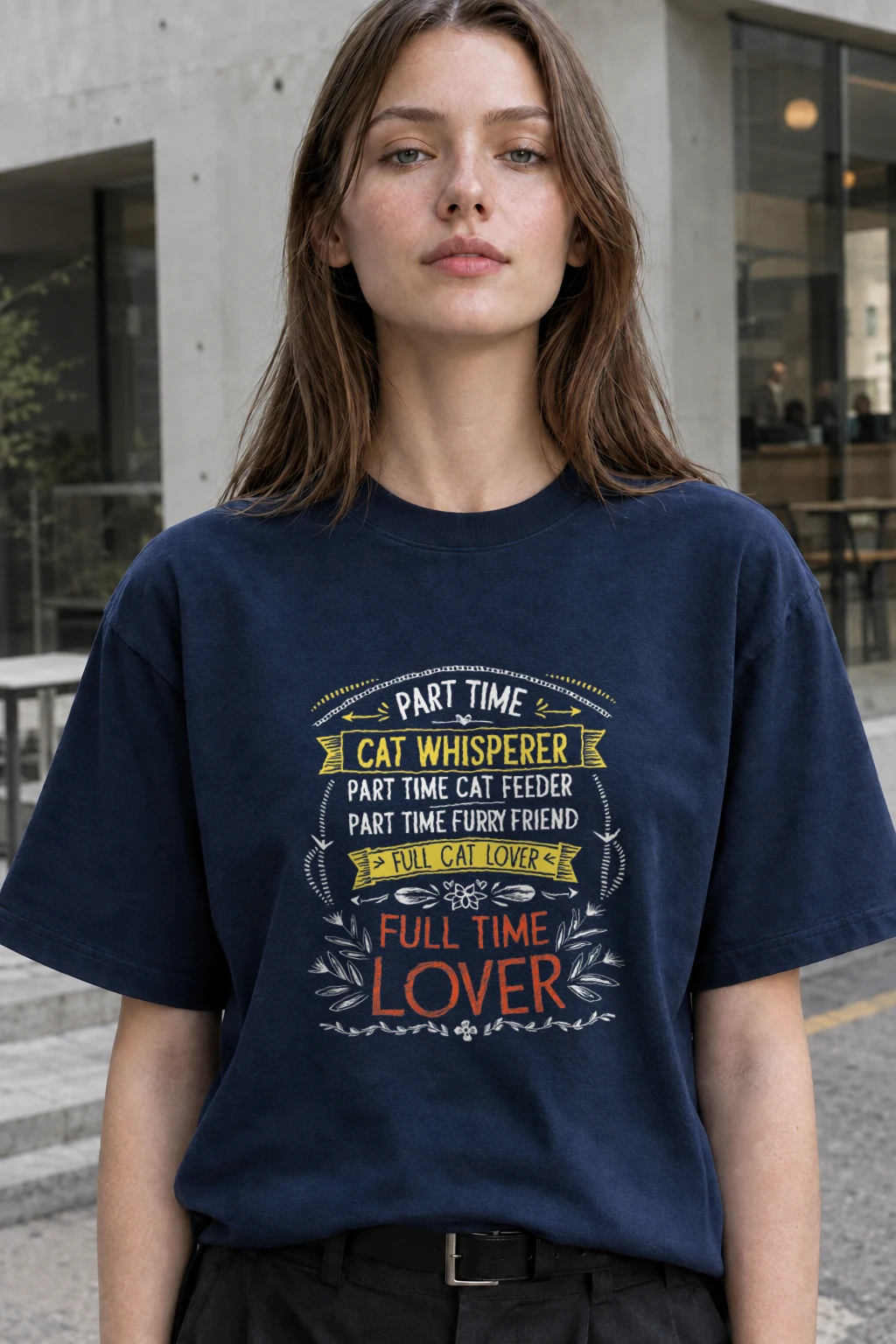 "Full Time Cat Lover" Heavyweight Unisex Crewneck T-shirt | Gildan 5000
