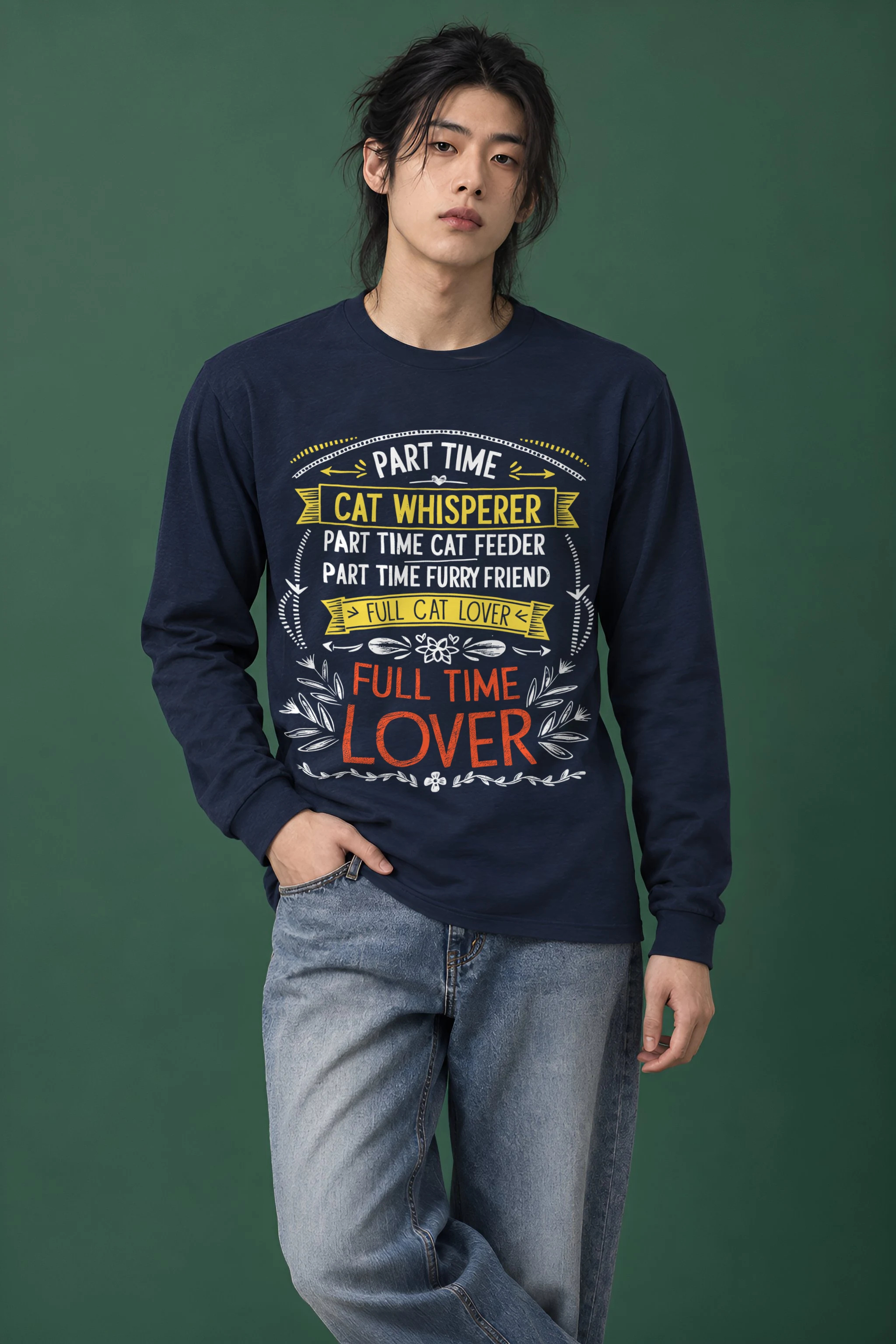 "Full Time Cat Lover" Unisex Longsleeve T-shirt