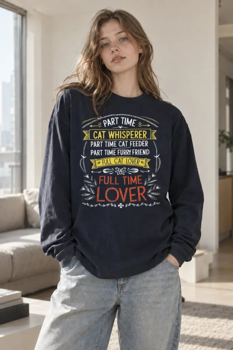 "Full Time Cat Lover" Unisex Longsleeve T-shirt | Gildan 2400