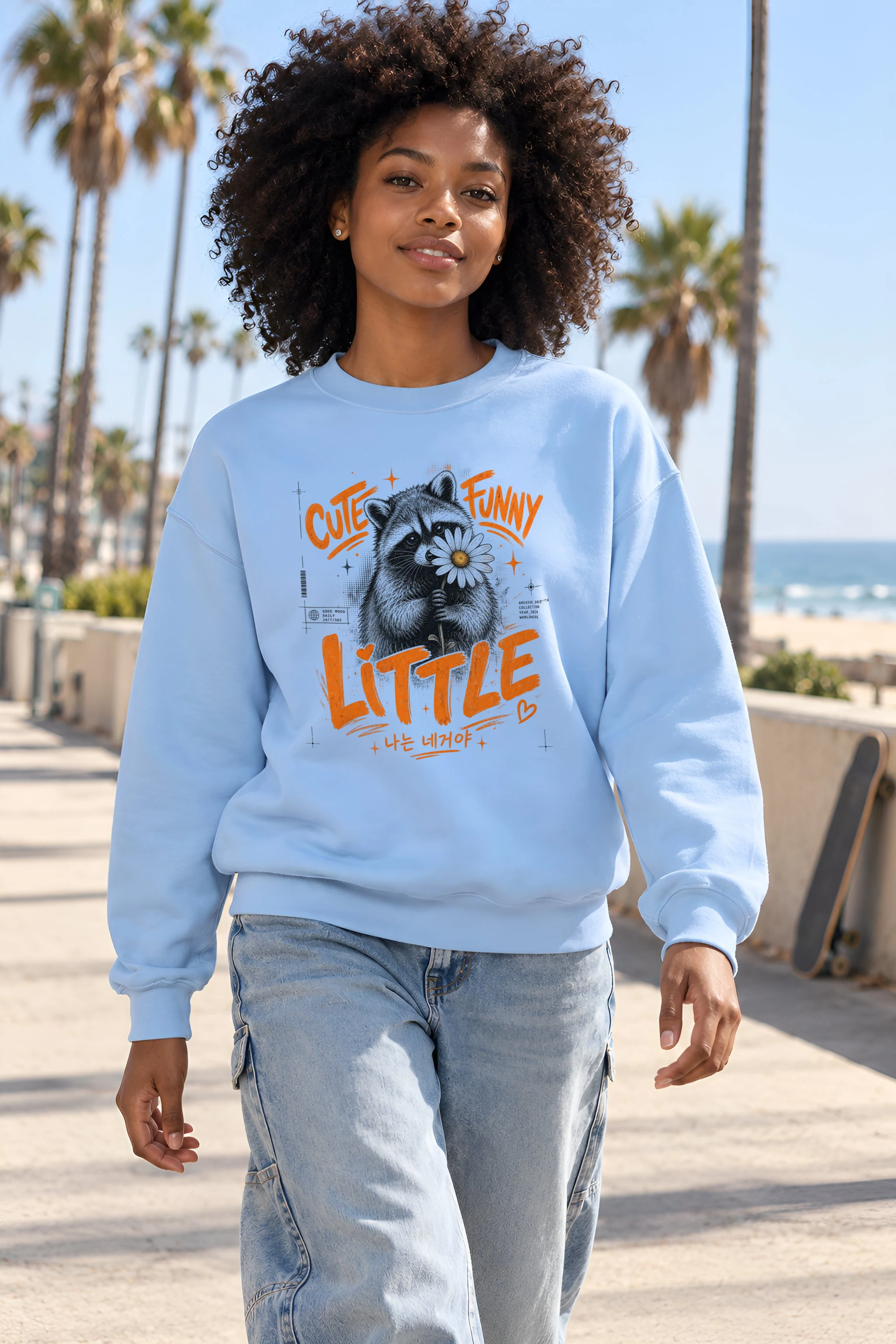 "Funny Little Good Mood" Unisex Crewneck Sweatshirt