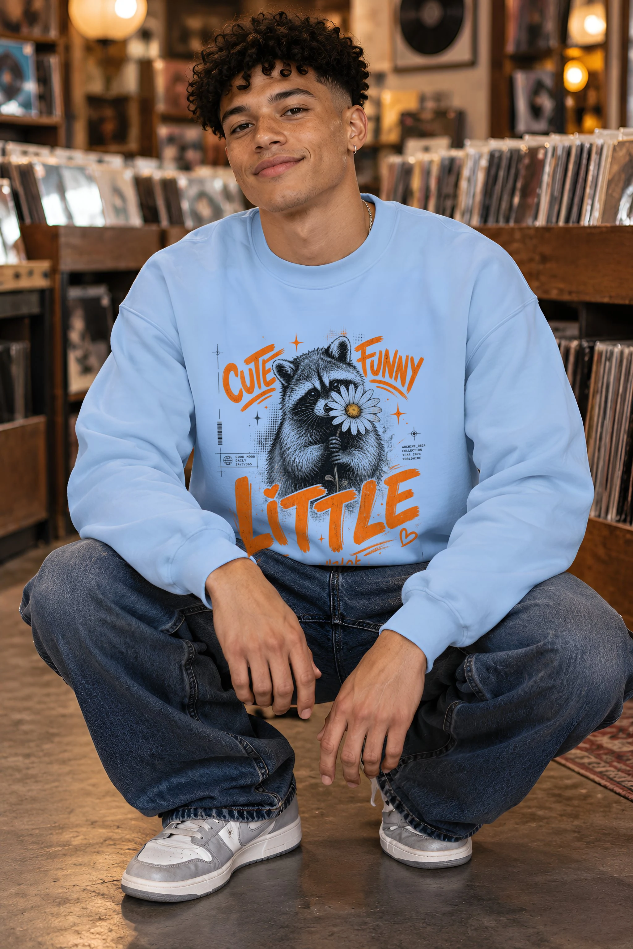 "Funny Little Good Mood" Unisex Crewneck Sweatshirt