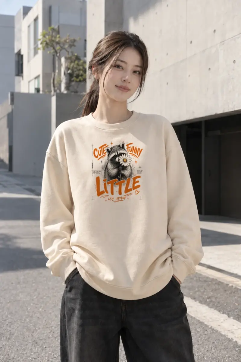 "Funny Little Good Mood" Unisex Sponge Fleece Crewneck Sweatshirt | Bella + Canvas 3901
