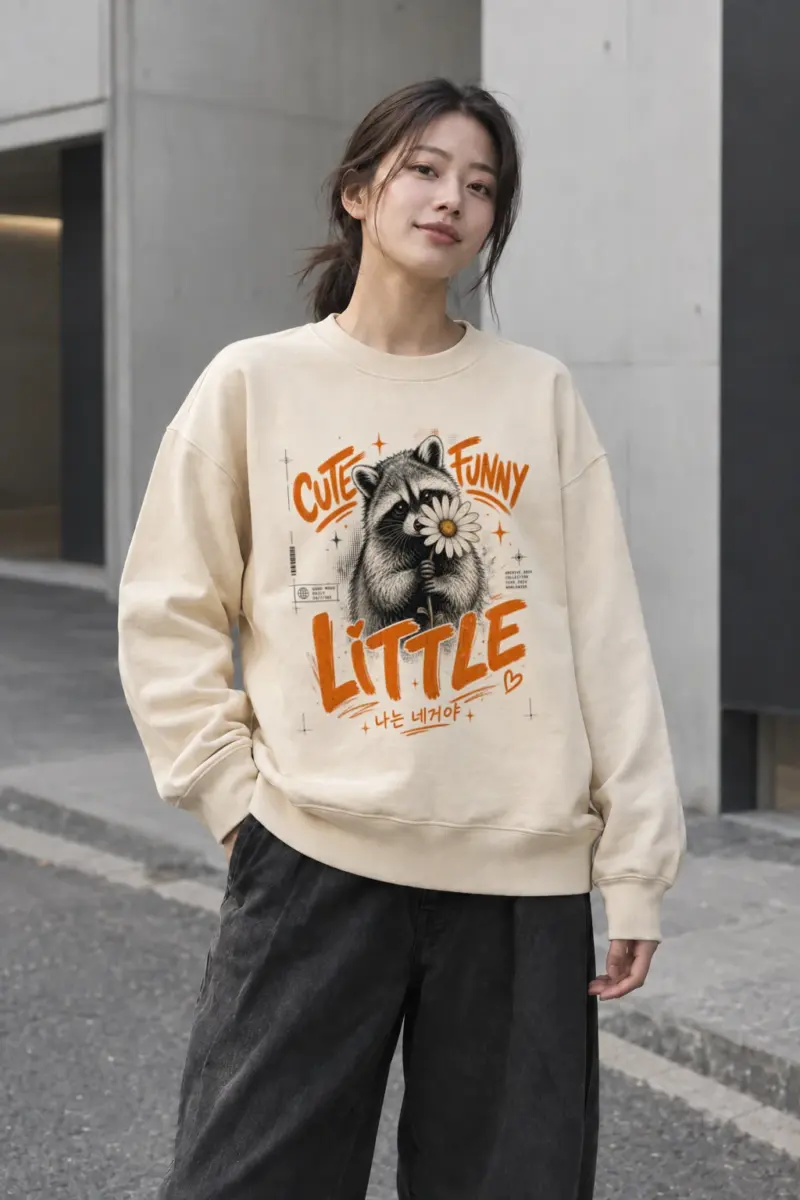"Funny Little Good Mood" Unisex Sponge Fleece Crewneck Sweatshirt | Bella + Canvas 3901