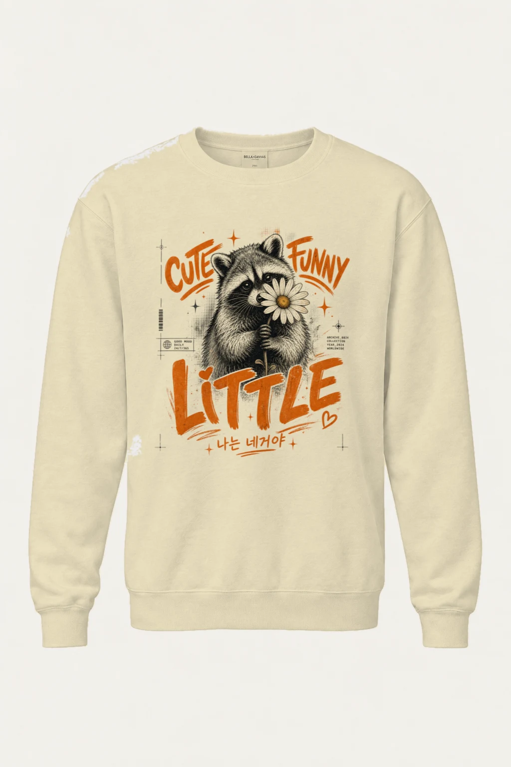 "Funny Little Good Mood" Unisex Sponge Fleece Crewneck Sweatshirt | Bella + Canvas 3901