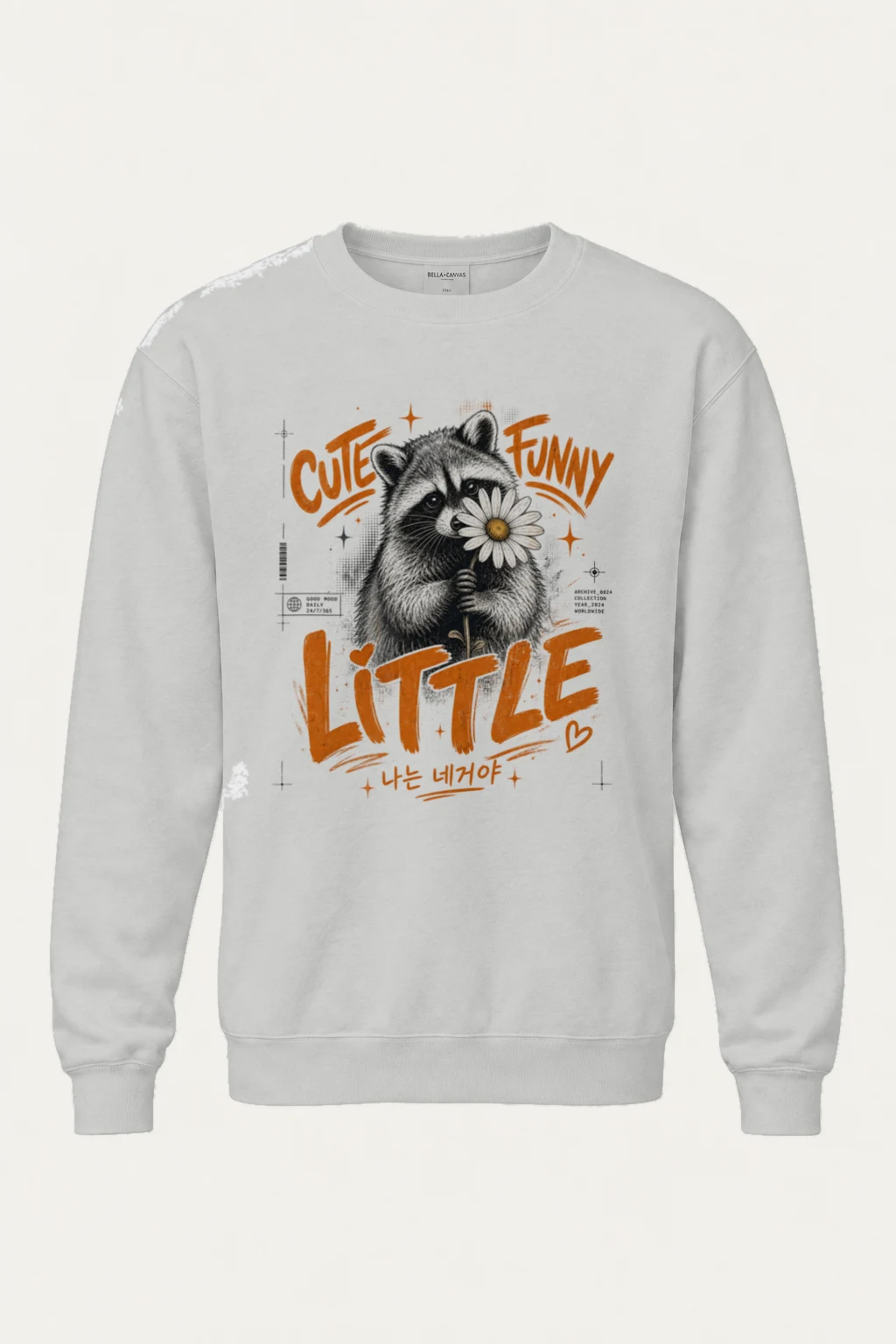 "Funny Little Good Mood" Unisex Sponge Fleece Crewneck Sweatshirt | Bella + Canvas 3901