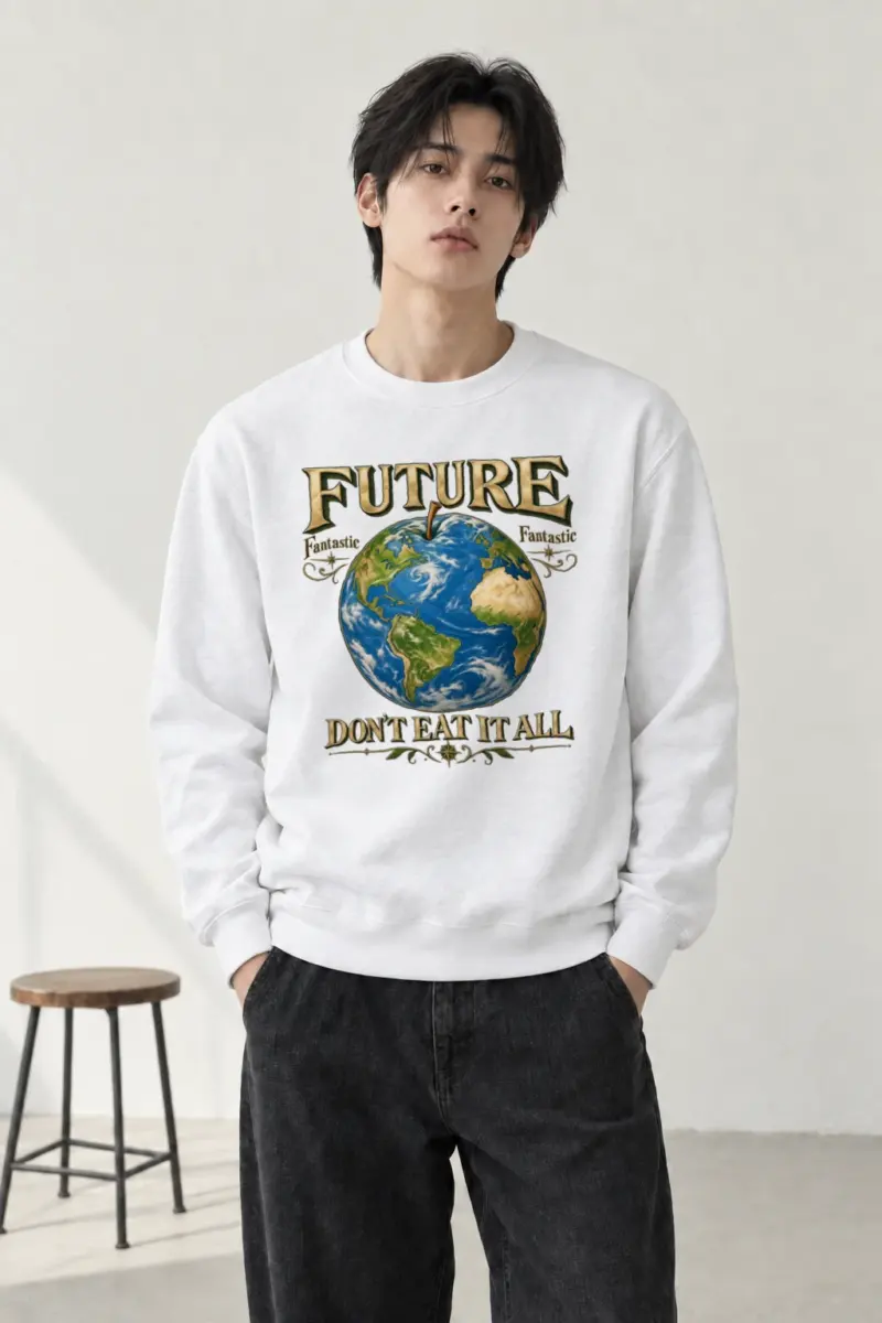 "Future Fantastic Globe" Heavy Blend Unisex Crewneck Sweatshirt | Gildan 18000