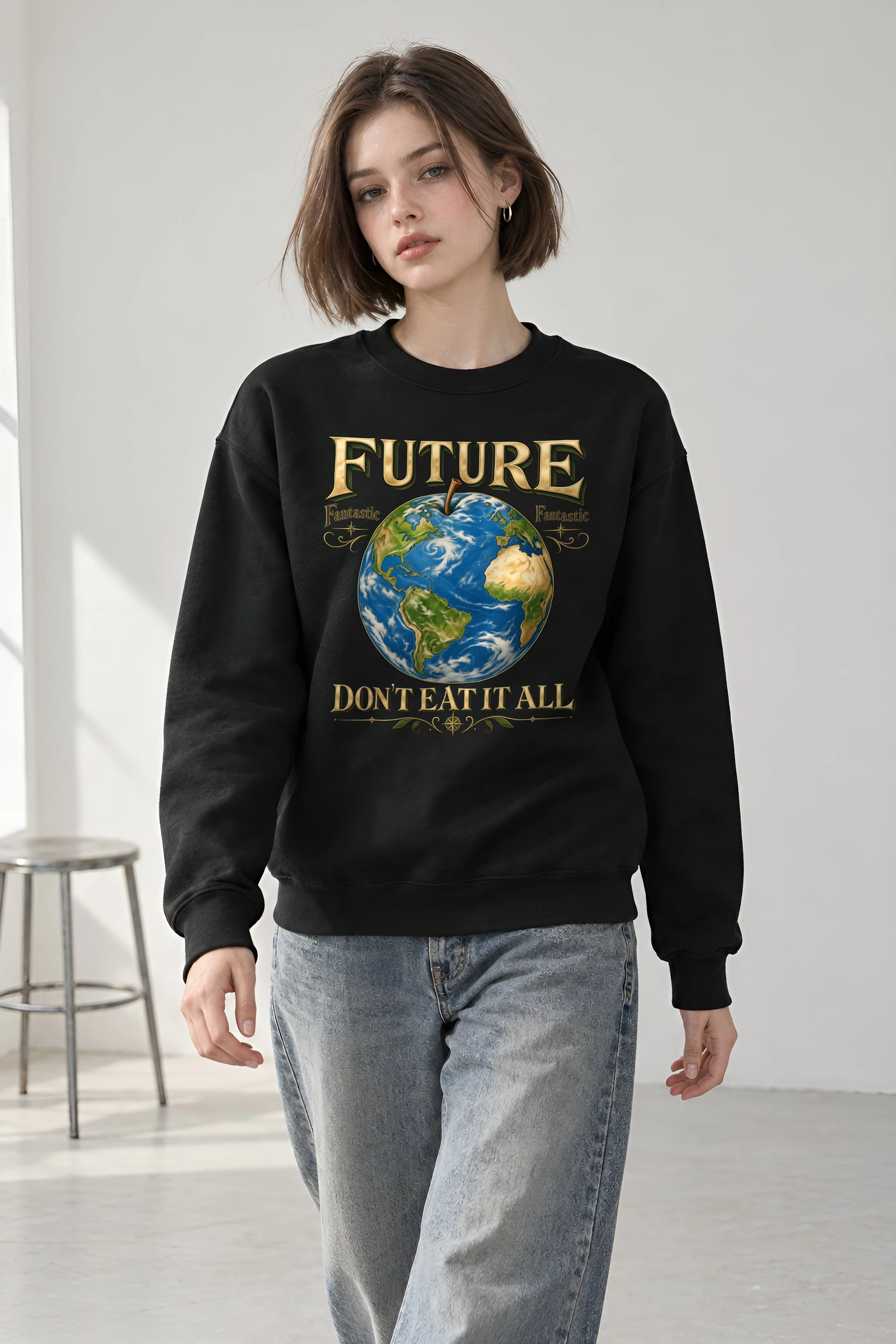 "Future Fantastic Globe" Heavy Blend Unisex Crewneck Sweatshirt