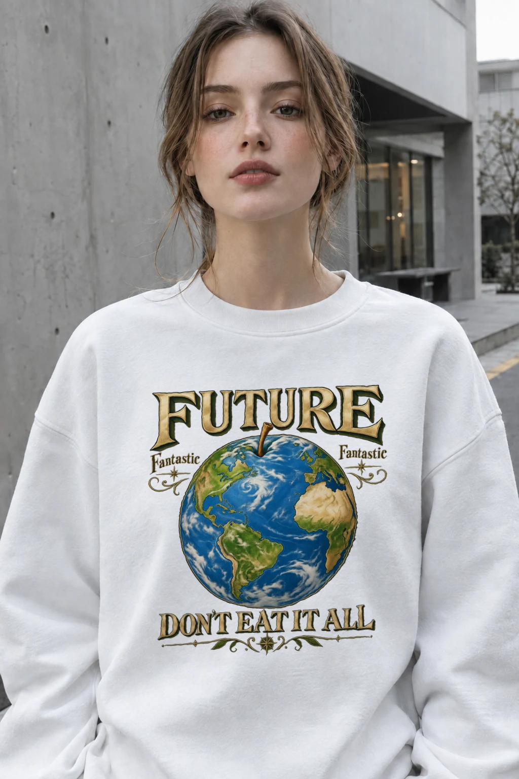 "Future Fantastic Globe" Heavy Blend Unisex Crewneck Sweatshirt | Gildan 18000
