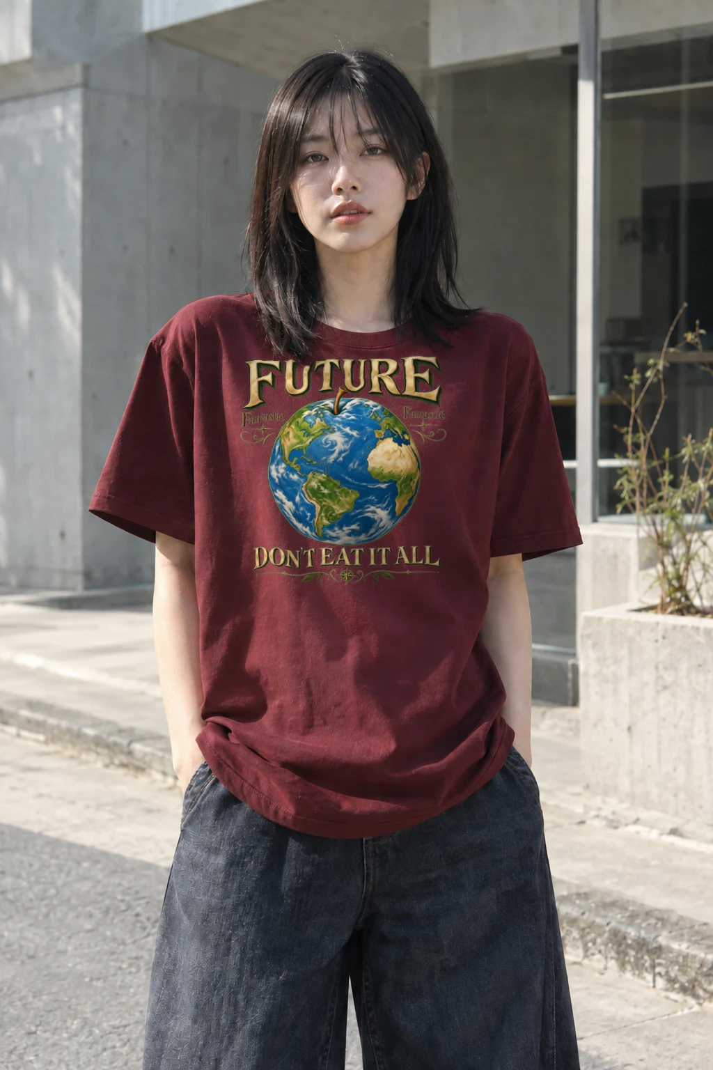 "Future Fantastic Globe" Heavyweight Unisex Crewneck T-shirt | Gildan 5000
