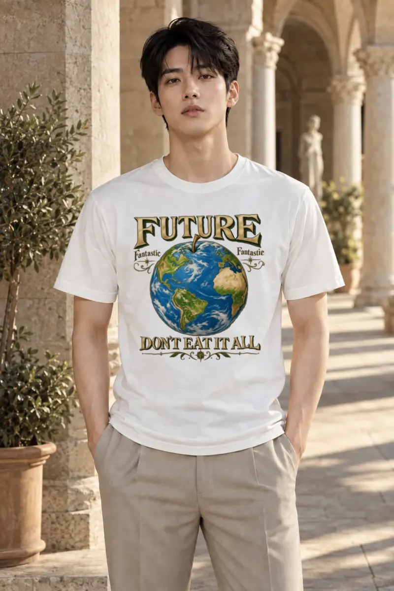 "Future Fantastic Globe" Heavyweight Unisex Crewneck T-shirt | Gildan 5000