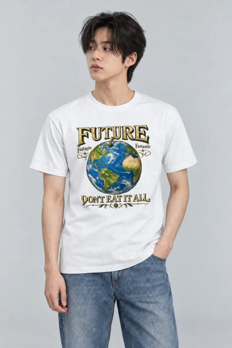"Future Fantastic Globe" Heavyweight Unisex Crewneck T-shirt | Gildan 5000