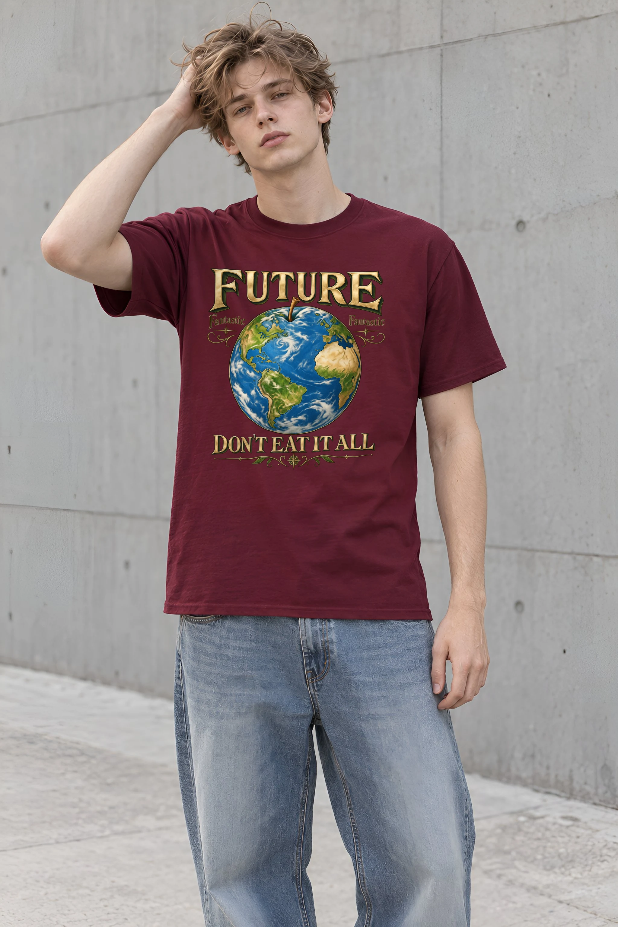 "Future Fantastic Globe" Heavyweight Unisex Crewneck T-shirt