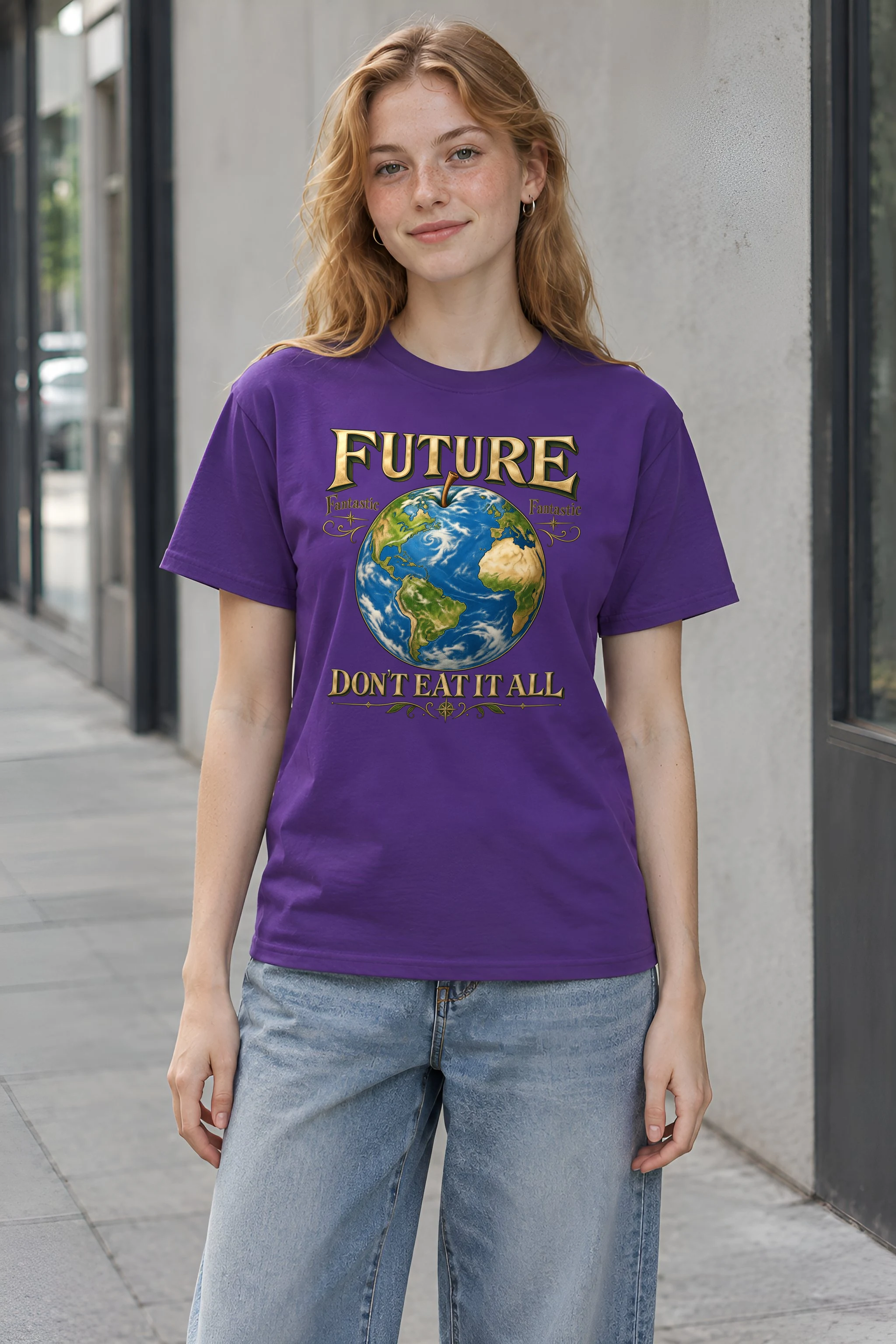 "Future Fantastic Globe" Heavyweight Unisex Crewneck T-shirt