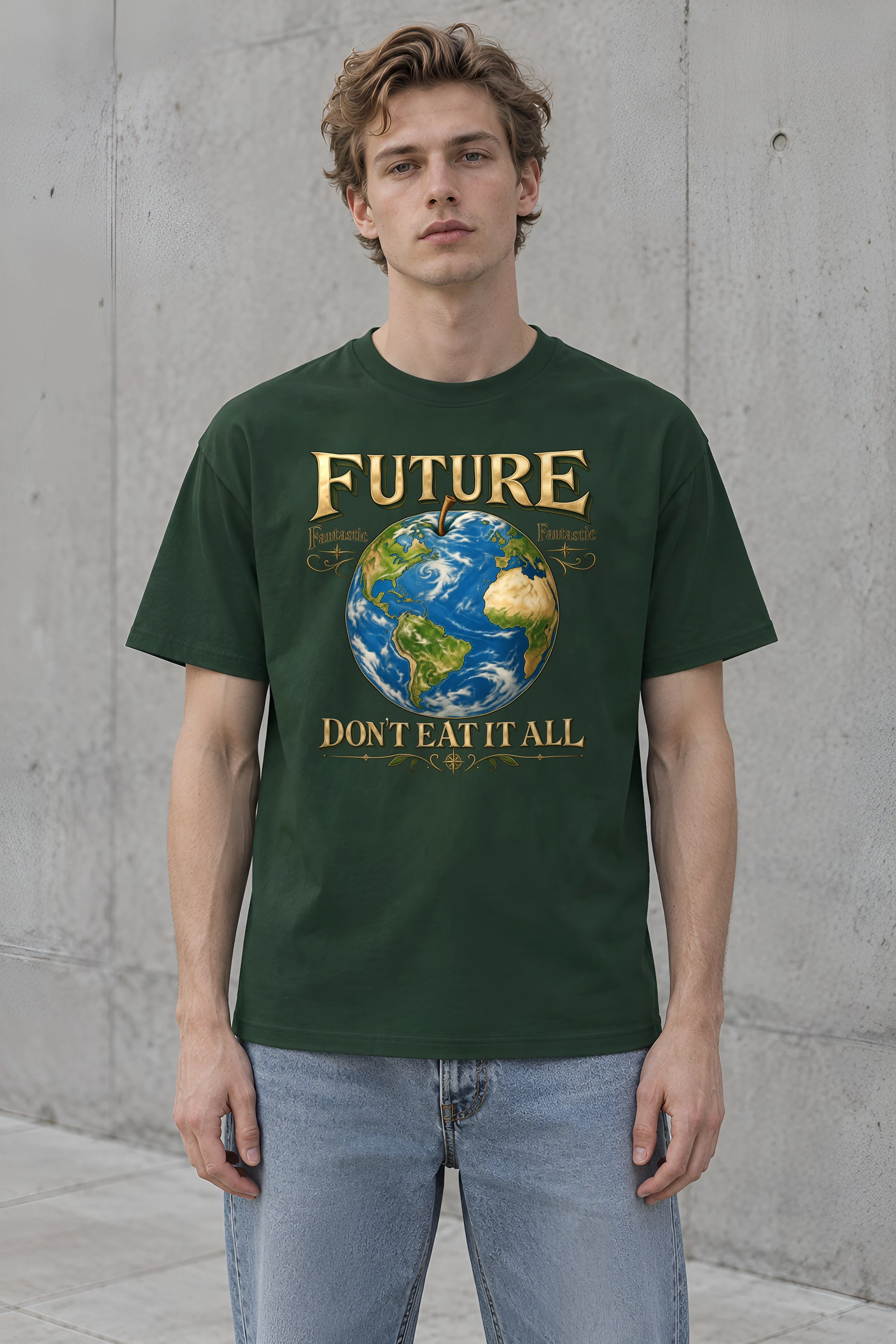 "Future Fantastic Globe" Heavyweight Unisex Crewneck T-shirt