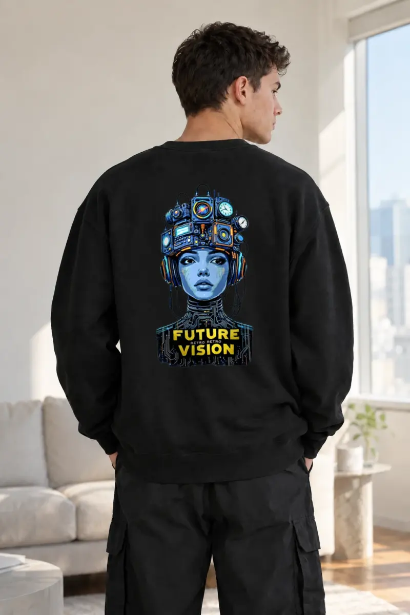 "Future Retro Vision" Heavy Blend Unisex Crewneck Sweatshirt | Gildan 18000
