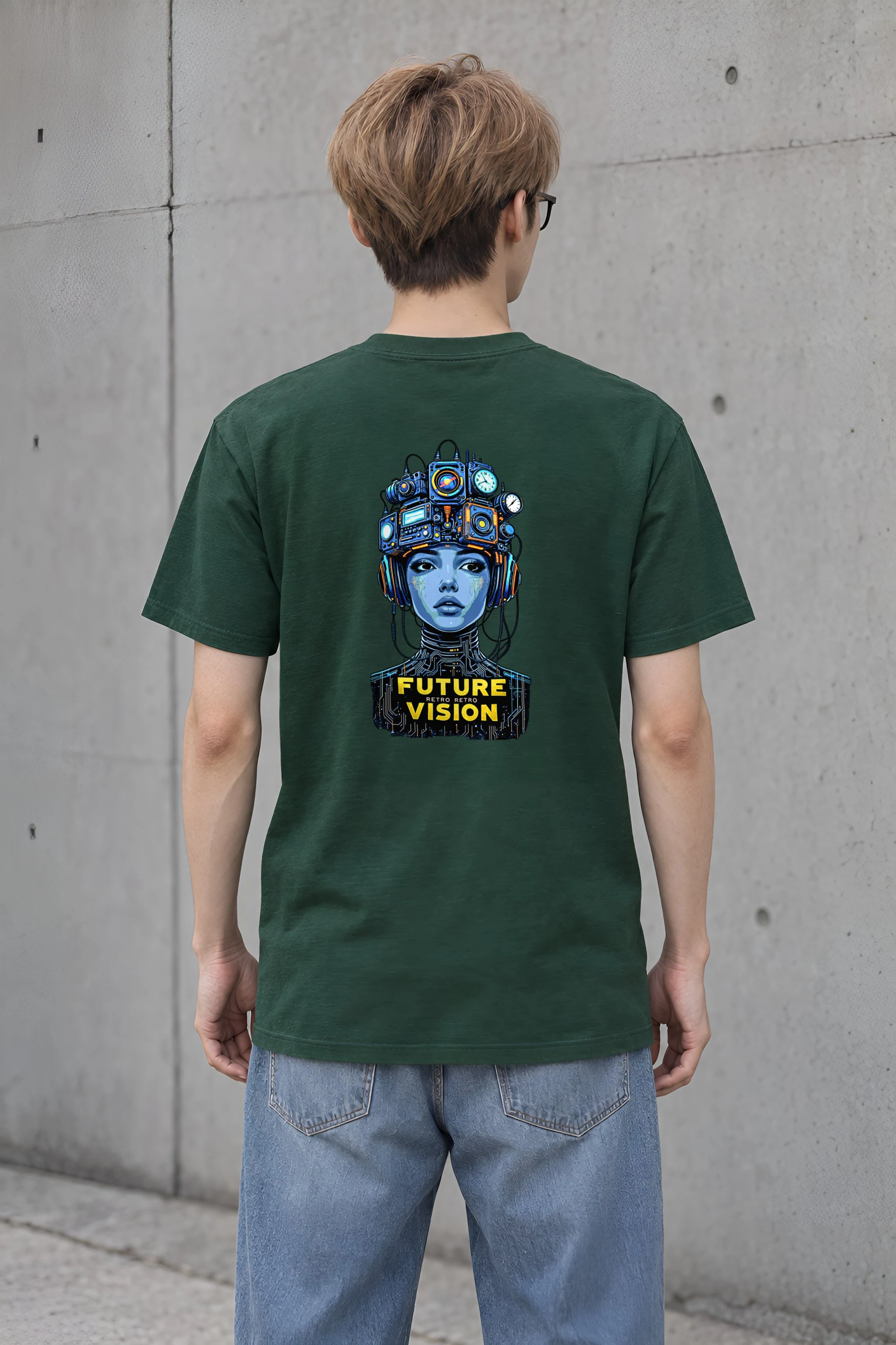 "Future Retro Vision" Heavyweight Unisex Crewneck T-shirt